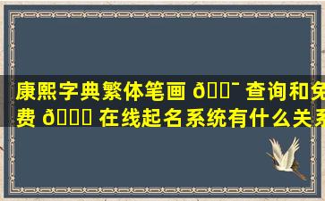康熙字典繁体笔画 🐯 查询和免费 🍀 在线起名系统有什么关系